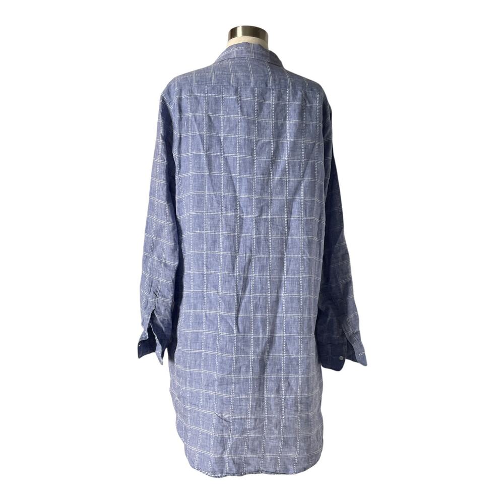 Frank & Eileen Mary Shirt Dress Blue White Check Plaid Linen Button Front M - Picture 4 of 8